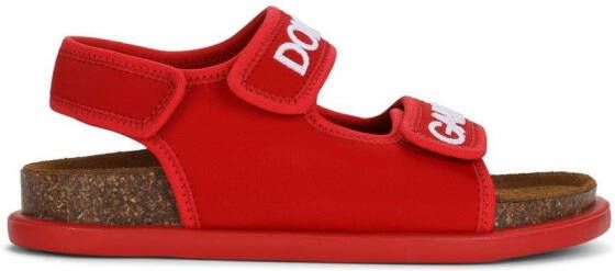 Dolce & Gabbana Kids logo-print flat sandals Red