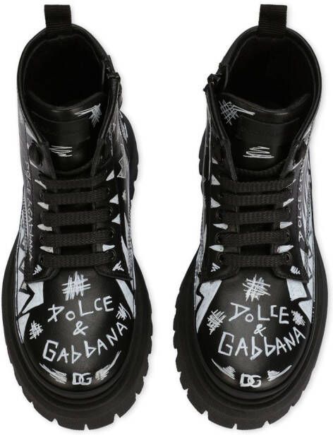 Dolce & Gabbana Kids logo-print lace-up boots Black