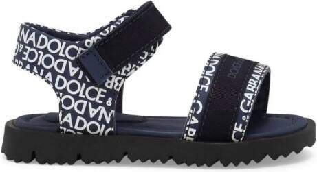 Dolce & Gabbana Kids logo-print leather sandals Blue