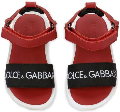Dolce & Gabbana Kids logo-print open-toe sandals Red