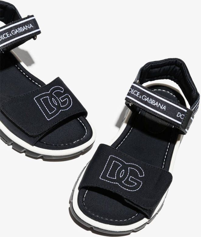 Dolce & Gabbana Kids logo-print touch-strap sandals Black