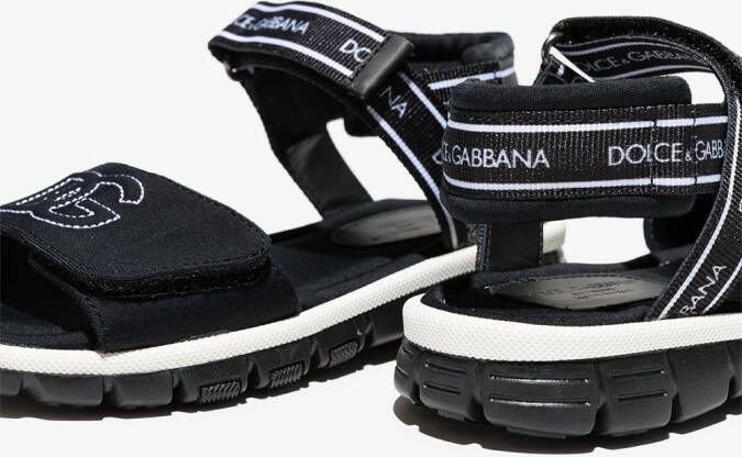 Dolce & Gabbana Kids logo-print touch-strap sandals Black