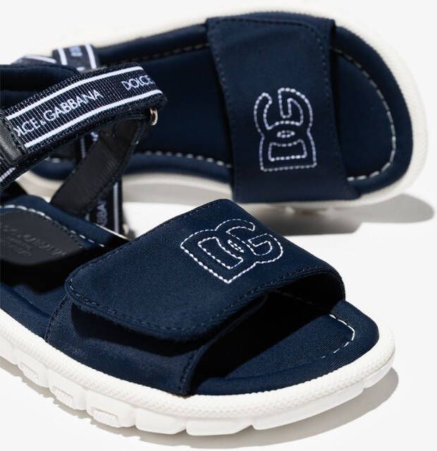 Dolce & Gabbana Kids logo-print touch-strap sandals Blue