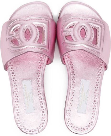 Dolce & Gabbana Kids DG Millenials leather sandals Pink