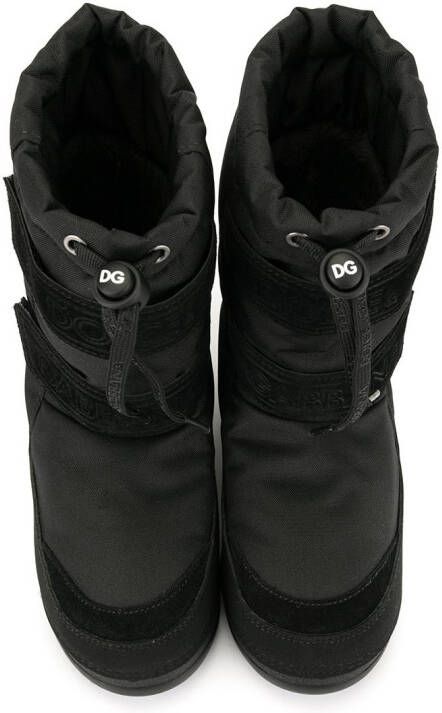 Dolce & Gabbana Kids logo-tape leather snow boots Black