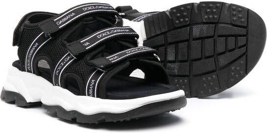 Dolce & Gabbana Kids logo-strap chunky sandals Black