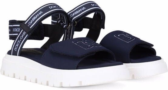 Dolce & Gabbana Kids DG-logo touch-strap sandals Blue