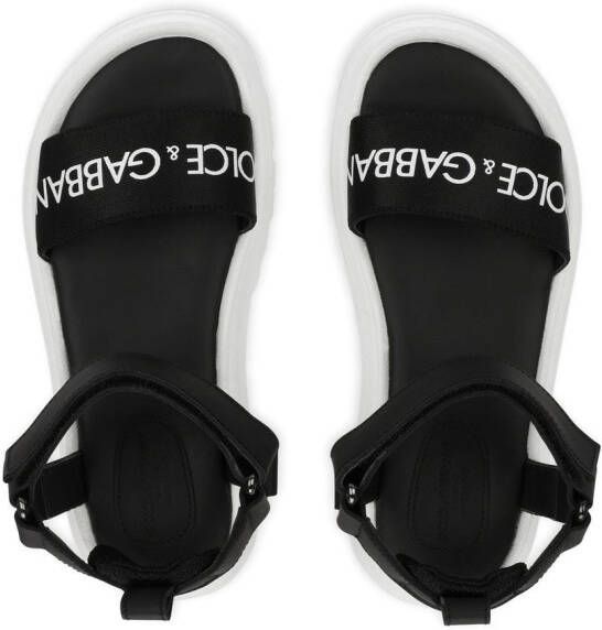 Dolce & Gabbana Kids logo strap ridged sole sandals Black