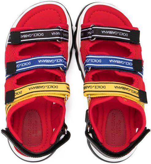Dolce & Gabbana Kids logo-tape mesh sandals Red