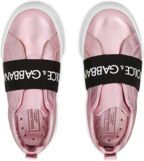Dolce & Gabbana Kids logo-tape slip-on sneakers Pink