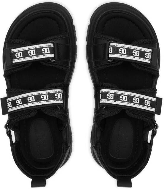 Dolce & Gabbana Kids DG-logo touch-strap leather sandals Black