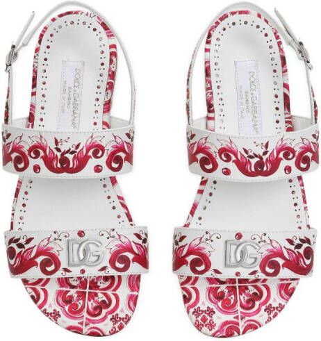 Dolce & Gabbana Kids Majolica-print buckled sandals Multicolour