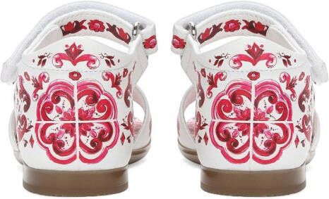 Dolce & Gabbana Kids Majolica-print open toe sandals White