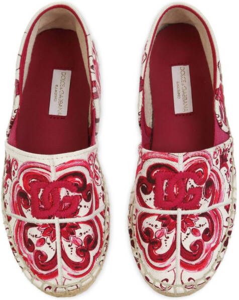 Dolce & Gabbana Kids Majolica-print slip-on espadrilles Red