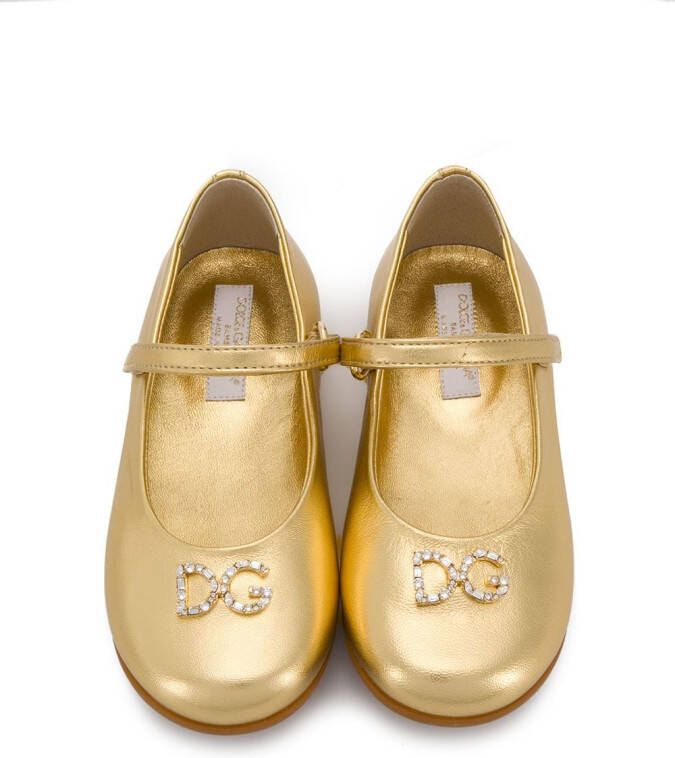 Dolce & Gabbana Kids Mary Jane ballerina shoes Gold