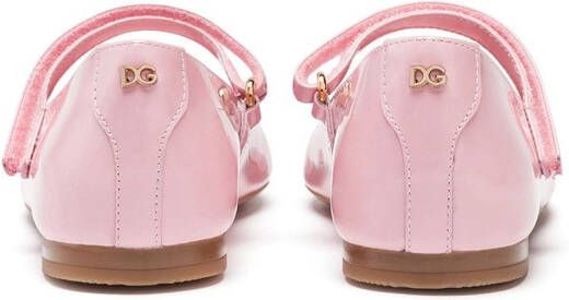 Dolce & Gabbana Kids patent leather Mary Jane shoes Pink