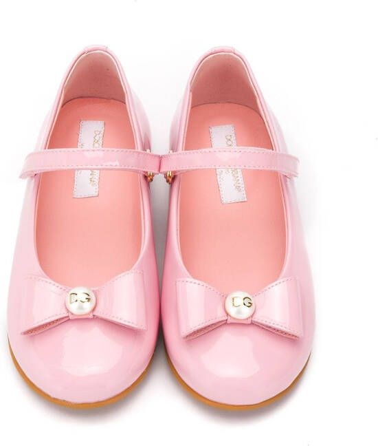 Dolce & Gabbana Kids Mary Jane bow-detail ballerina shoes Pink