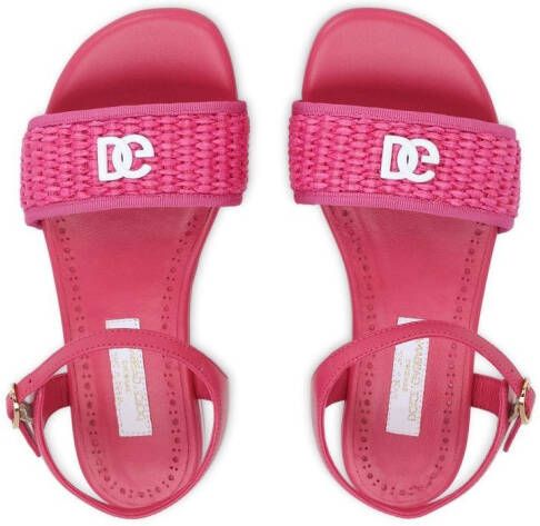 Dolce & Gabbana Kids DG-logo woven leather sandals Pink