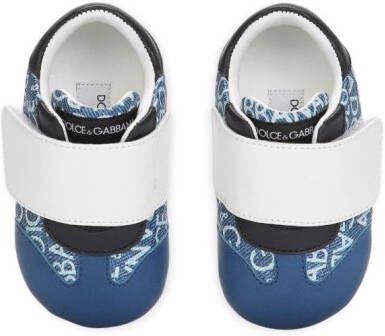 Dolce & Gabbana Kids monogram-pattern touch-strap sneakers Blue