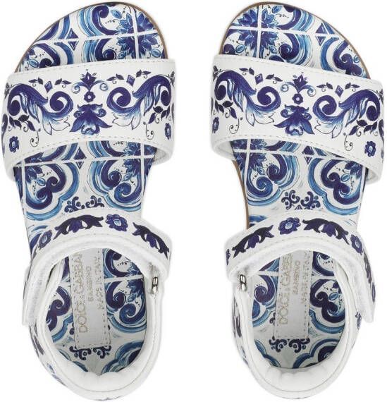 Dolce & Gabbana Kids Majolica-print leather sandals White