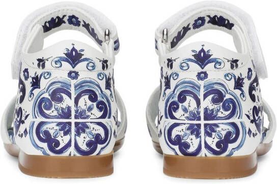 Dolce & Gabbana Kids Majolica-print leather sandals White