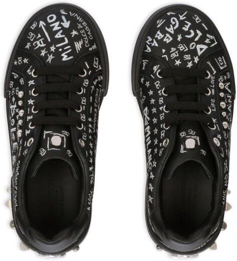 Dolce & Gabbana Kids Portofino Graffiti logo-print sneakers Black