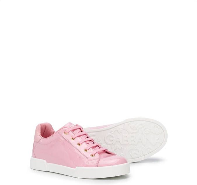 Dolce & Gabbana Kids Portofino patent leather sneakers Pink