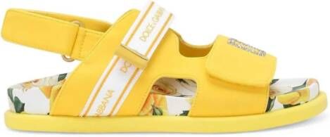 Dolce & Gabbana Kids rhinestone-embellished cotton sandals Yellow