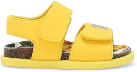 Dolce & Gabbana Kids rhinestone-embellished leather sandals Yellow