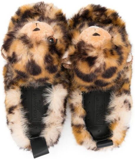 Dolce & Gabbana Kids shearling animal-toy slippers Brown
