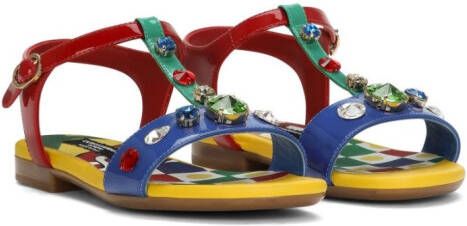 Dolce & Gabbana Kids Sicilian Carreto-print leather sandals Multicolour