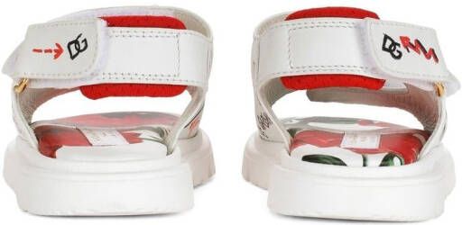 Dolce & Gabbana Kids sketchbook-print touch-strap sandals White