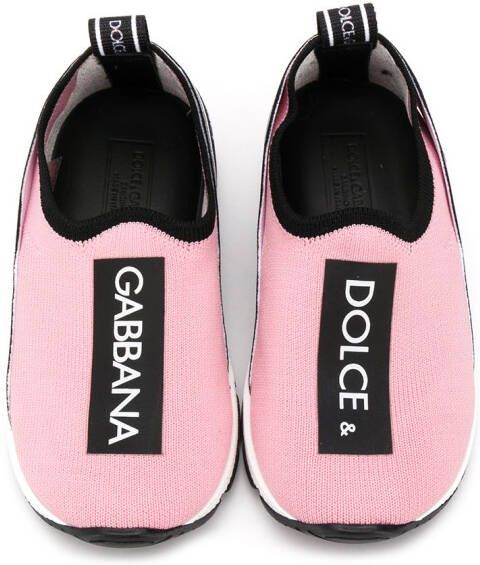 Dolce & Gabbana Kids Sorrento logo-tape slip-on sneakers Pink