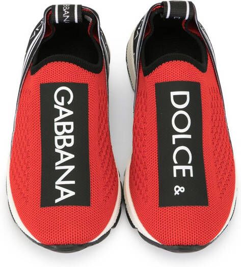 Dolce & Gabbana Kids Sorrento logo-tape slip-on sneakers Red
