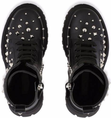 Dolce & Gabbana Kids studded leather combat boots Black