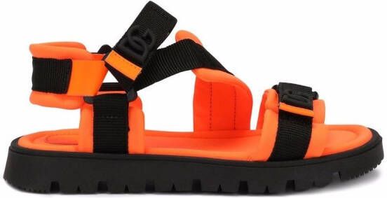 Dolce & Gabbana Kids touch-strap flat sandals Orange