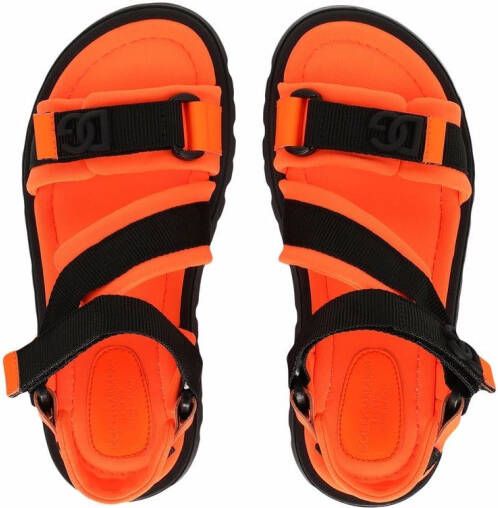 Dolce & Gabbana Kids touch-strap flat sandals Orange