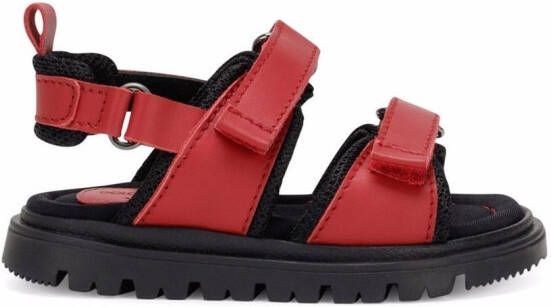 Dolce & Gabbana Kids DG-logo touch-strap leather sandals Red