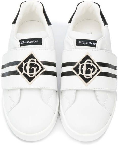Dolce & Gabbana Kids touch-strap stripe sneeakers White