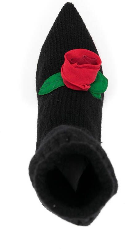 Dolce & Gabbana knitted style rose calf boots Black