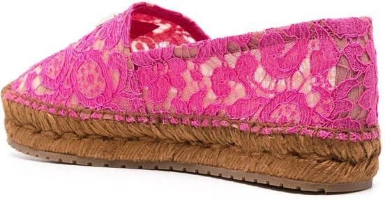 Dolce & Gabbana lace-panel logo-plaque espadrilles Pink