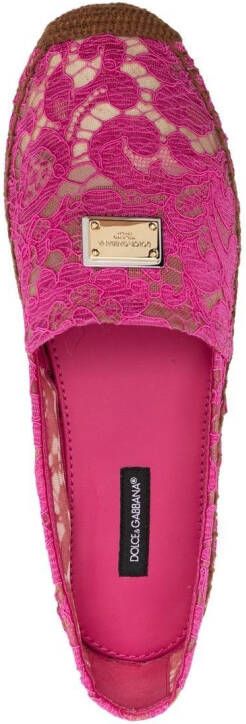 Dolce & Gabbana lace-panel logo-plaque espadrilles Pink