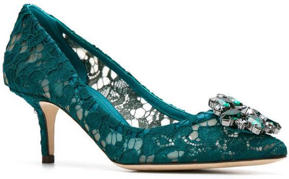 Dolce & Gabbana lace pumps with crystals Green