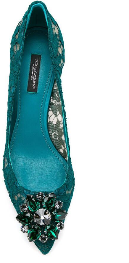 Dolce & Gabbana lace pumps with crystals Green
