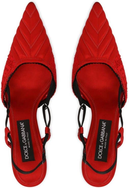 Dolce & Gabbana corset-style satin slingback pumps Red