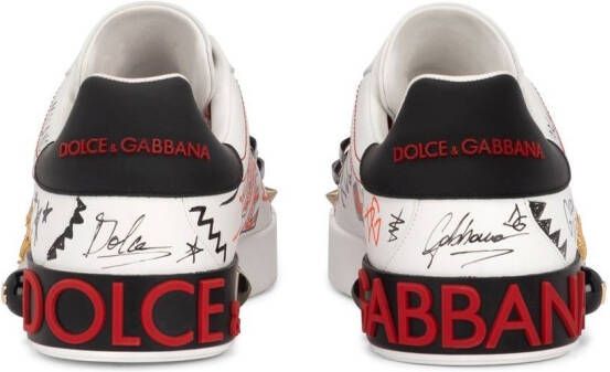 Dolce & Gabbana Portofino studded leather sneakers White