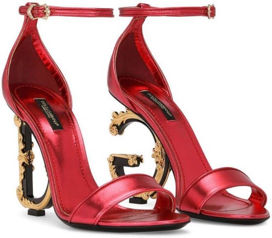 Dolce & Gabbana Baroque DG 105mm leather sandals Red