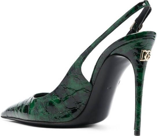 Dolce & Gabbana leather slingback pumps Green