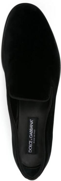 Dolce & Gabbana leather-sole velvet loafers Black