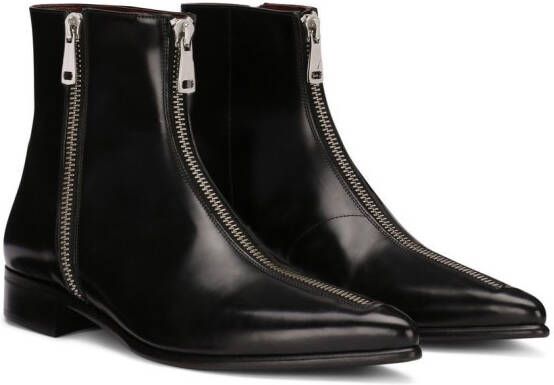 Dolce & Gabbana leather zip-detail ankle boots Black